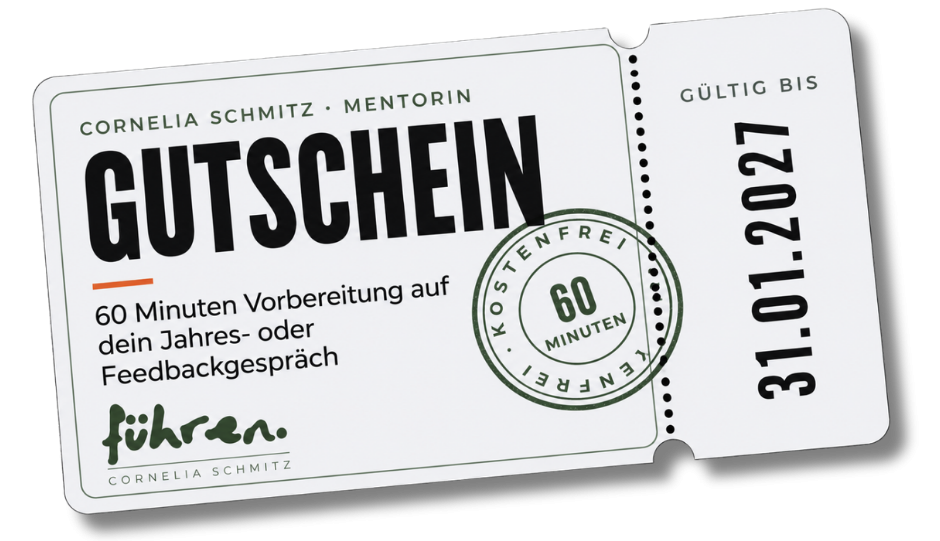Gutschein für Führungskräfte: kostenfrei ein Jahres- oder Feedbackgespräch vorbereiten 